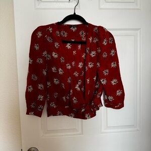 Madewell floral silk wrap top